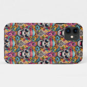 砂糖スカルアート – 花びらとボーンズピースサイン Case-Mate iPhoneケース (裏面(横))