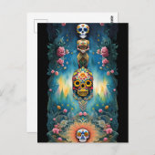 砂糖スカルアート – Mexican Day of the Dead: ポストカード (正面/裏面)