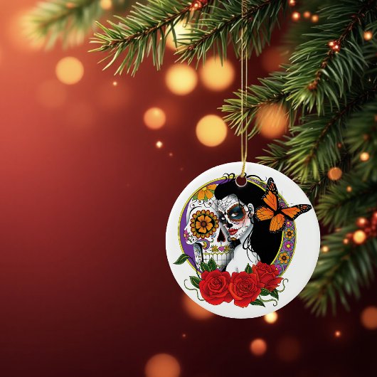 砂糖スカルアールヌーボー セラミックオーナメント