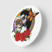 砂糖スカルアールヌーボー ラウンド壁時計 (傾斜)