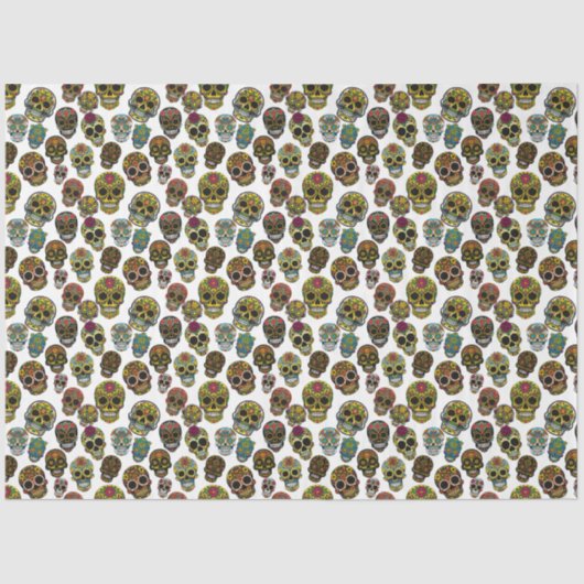 砂糖スカルアー伝統的ト – パターン(白) 薄葉紙 (正面)