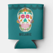 砂糖スカルイラストレーション パーソナライズされた 缶クーラー (正面)