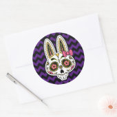 砂糖スカルイースターハロウィンデーオブデッド・バニー ラウンドシール (封筒)