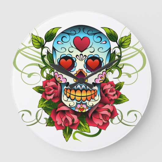 砂糖スカルウォールクロック ラージ壁時計 (正面)