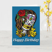 砂糖スカルウーマンバライン髪 カード (黄色い花)