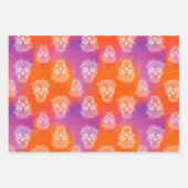 砂糖スカルオレンジパープルダイ染料の水色 ラッピングペーパーシート (正面3)