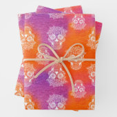 砂糖スカルオレンジパープルダイ染料の水色 ラッピングペーパーシート (インサイチュ)