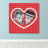 砂糖スカルカップル キャンバスプリント (インサイチュ (ウッドフロア))