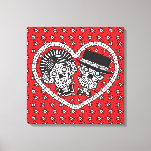 砂糖スカルカップル キャンバスプリント (正面)