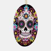 砂糖スカルカラフル花 セラミックオーナメント (右)