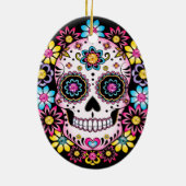 砂糖スカルカラフル花 セラミックオーナメント (裏面)