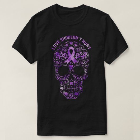 砂糖スカルカラベラ家庭内暴力認識度 Tシャツ (デザイン正面)