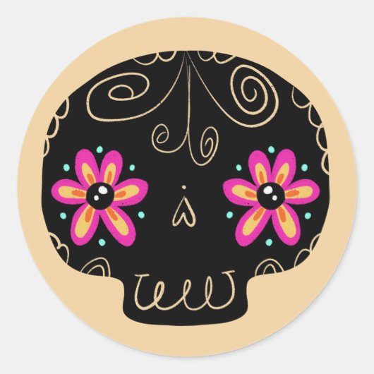 砂糖スカルカラベリータデイオブザデッド ラウンドシール (正面)