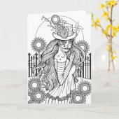 砂糖スカルカラーイットセルフハロウィンアート カード (黄色い花)