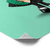 砂糖スカルガール遊ズメキシコ国旗のギター ポスター (角)