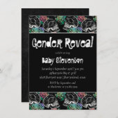 砂糖スカルグラデーションバラ |パステルジェンダーの表示 招待状 (正面/裏面)