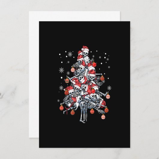 砂糖スカルサンタハットクリスマスツリーおもしろいクリスマス 招待状 (正面/裏面)