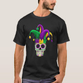砂糖スカルジェスターコスチュームMardi Gras、成人男性 Tシャツ (正面)