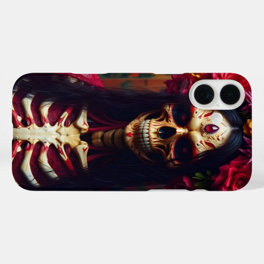 砂糖スカルスケルトンの死んだメキシコのアートギフトの日 Case-Mate iPhoneケース (裏面 (横))