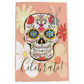 砂糖スカルソフトピーチバラヒッピーフローラ ミディアムペーパーバッグ (正面)