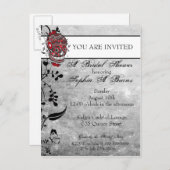 砂糖スカルタトゥーデザインシャワー招待状 インビテーションポストカード (正面/裏面)