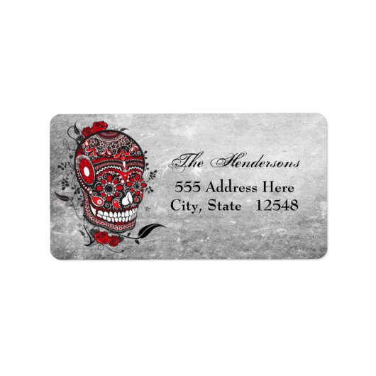 砂糖スカルタトゥーデザインメキシコイラストレーション ラベル (正面)