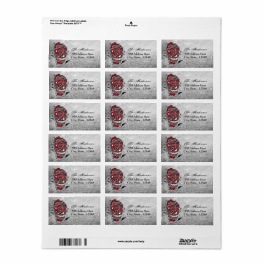 砂糖スカルタトゥーデザインメキシコイラストレーション ラベル (フルシート)