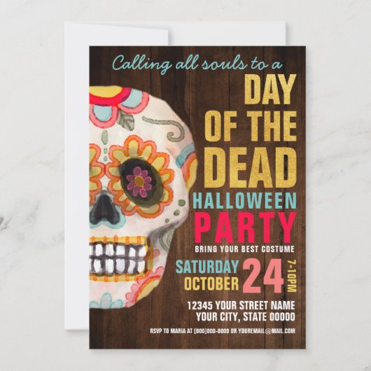 砂糖スカルデイオブザデッドハローウィンパーティ 招待状 (正面)