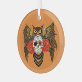 砂糖スカルバラフクロウ ガラスオーナメント (正面左)