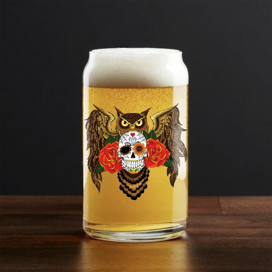 砂糖スカルバラフクロウ ガラス缶