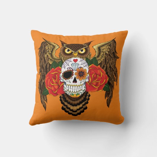 砂糖スカルバラフクロウ クッション (裏面)