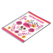 砂糖スカルピンクメキシコフローラモチーフ名前をカスタムする ノートブック (左側)