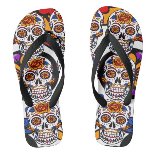 砂糖スカルホリデーズパターン ビーチサンダル (フットベッド)