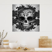 砂糖スカルポスター – 白黒 ポスター (キッチン)