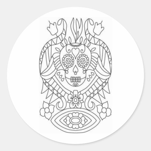 砂糖スカルマットカラーセルフステッカー ラウンドシール (正面)