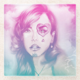 砂糖スカルメイクアップかわいらしガールガラスコースター ガラスコースター