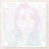 砂糖スカルメイクアップかわいらしガールガラスコースター ガラスコースター (裏面)