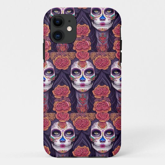 砂糖スカルメイクアップアートの女性 Case-Mate iPhoneケース (裏面)