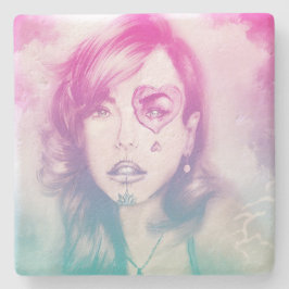 砂糖スカルメイクアップガールストーンコースター ストーンコースター