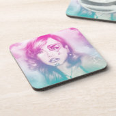 砂糖スカルメイクアップ女の子, 6プラスチックのコースターセット コースター (左側)