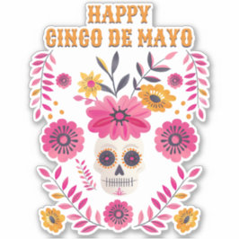 砂糖スカルメキシカンフラワーハッピーCinco de Mayo シール