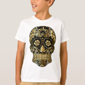 砂糖スカルメキシコの死んだ文化芸術の日 Tシャツ (正面)