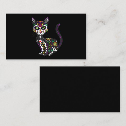 砂糖スカルメキシコ猫ハロウィーンの日 名刺 (正面/裏面)