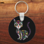 砂糖スカルメキシコ猫ハロウィーンの死の日 キーホルダー (正面)