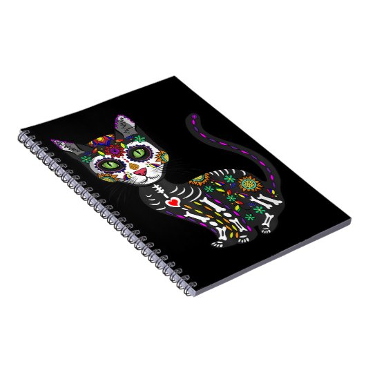 砂糖スカルメキシコ猫ハロウィーンの死の日 ノートブック (右側)
