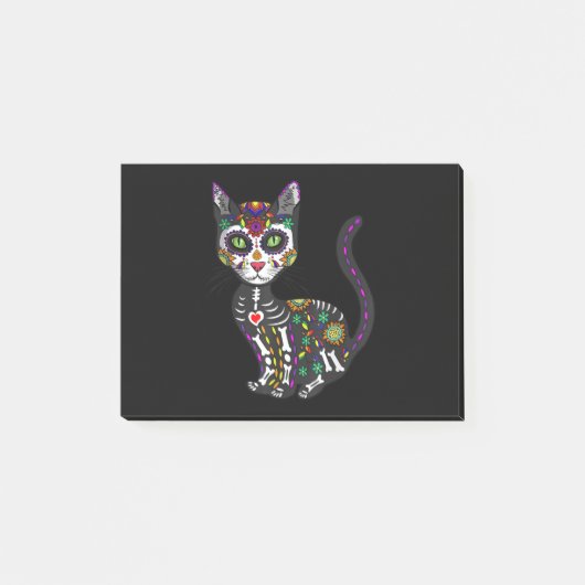 砂糖スカルメキシコ猫ハロウィーンの死の日 ポストイット (正面)