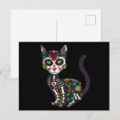 砂糖スカルメキシコ猫ハロウィーンの死の日 ポストカード (正面/裏面)