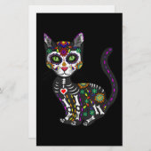 砂糖スカルメキシコ猫ハロウィーンの死の日 便箋 (正面/裏面)