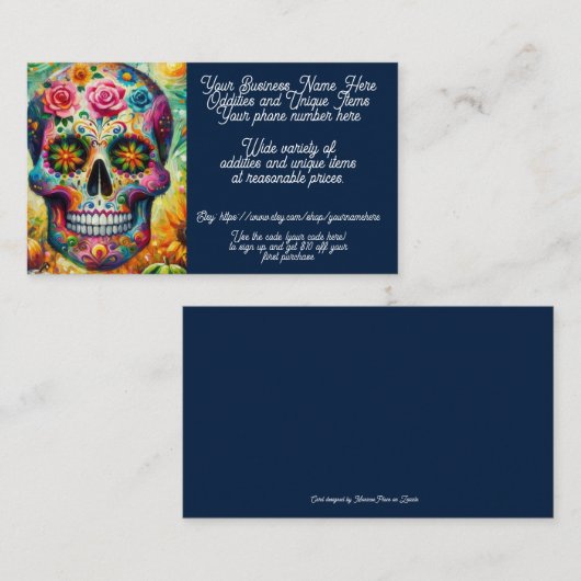 砂糖スカルユニーク店Etsy 名刺 (正面/裏面)