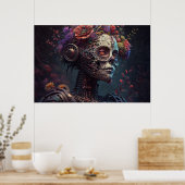 砂糖スカルロボット女性の死の日 ポスター (キッチン)